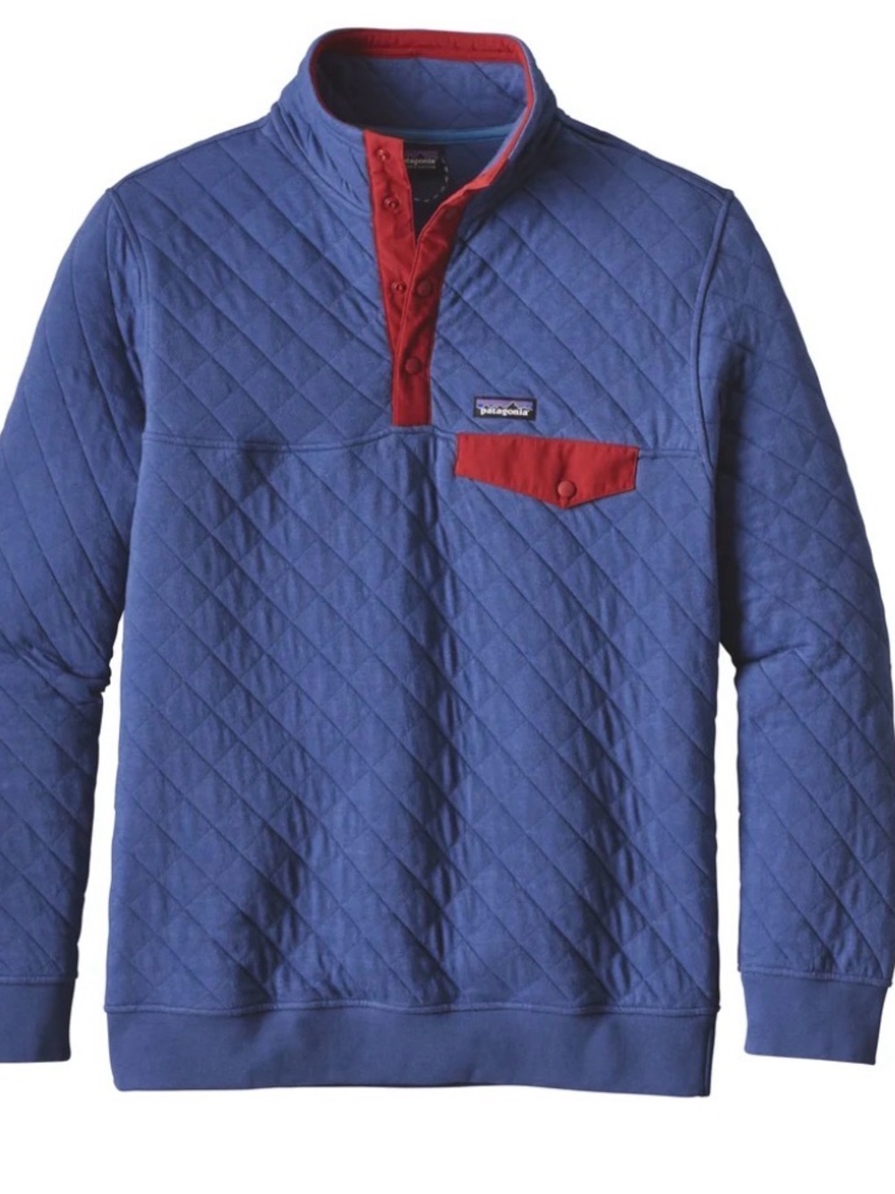 Patagonia Men's Organic Cotton Quilt Snap-T Pullover in Navy Blue.